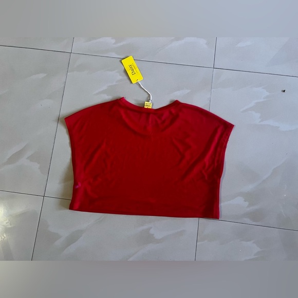 Daisy crop top mesh or net fabric crew neck red Mesh Net Crop Top size M - Picture 12 of 16